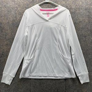 Reel Legends Sweater Women Large Ladies White Polyester Hooded Outdoors